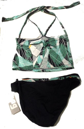 Jag Green & Navy Open back Halter Tankini Swimsuit Belted Botts Sz S/L NWT$104 - Picture 2 of 4