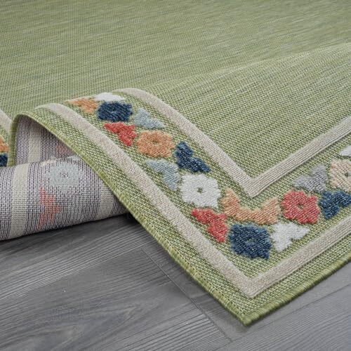 Outdoor Rug 5x7 Bordered Modern Floral Area Rugs for 5' x 7' Bordered
