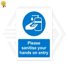 PLEASE SANITISE YOUR HANDS ON ENTRY WASH SOCIAL DISTANCING STICKERS SIGNS A5