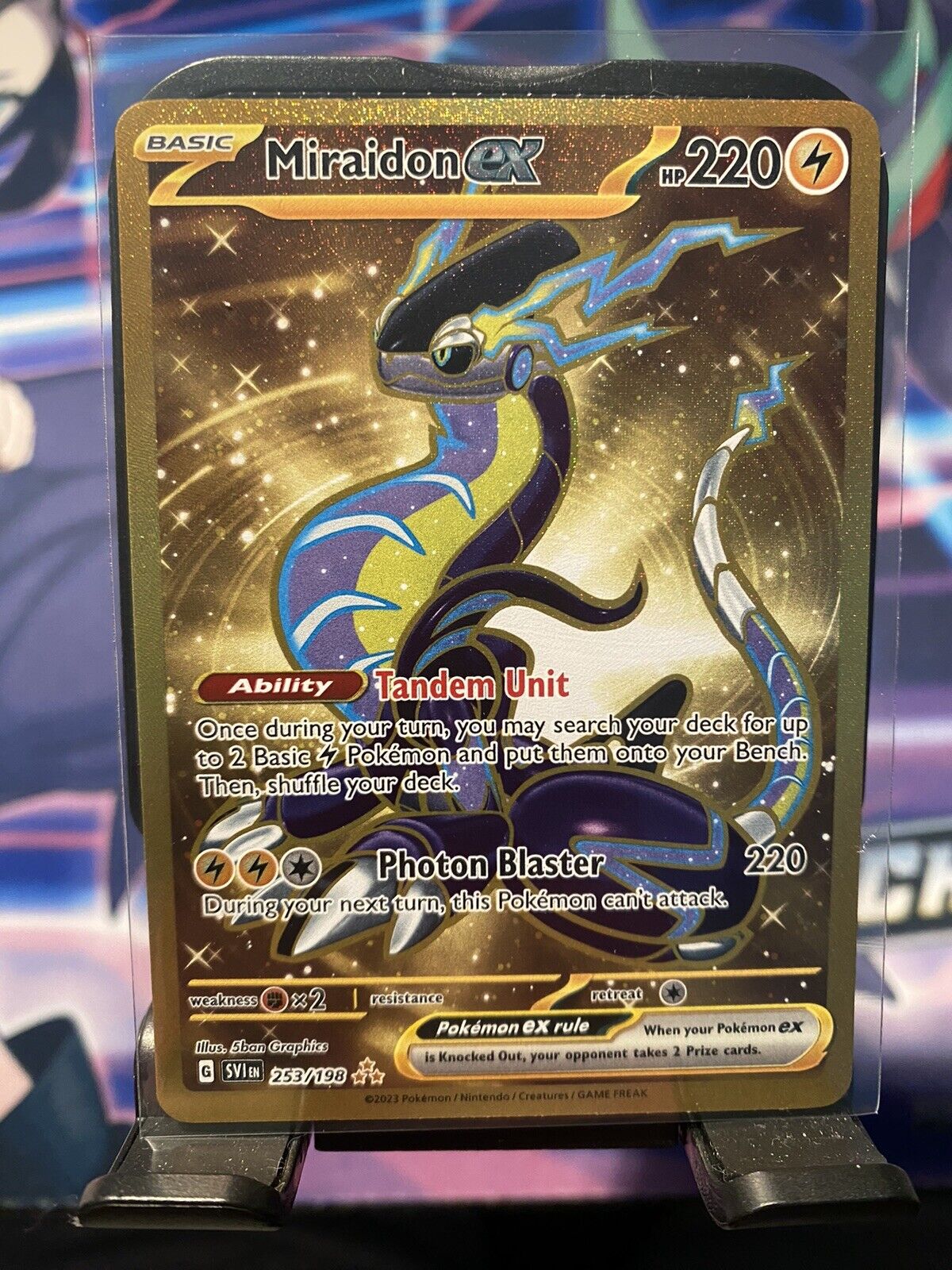 Miraidon EX Gold - Pokemon Scarlet & Violet GOLD SECRET RARE 253/198 –  NM/M, Hobbies & Toys, Memorabilia & Collectibles, Stamps & Prints on  Carousell