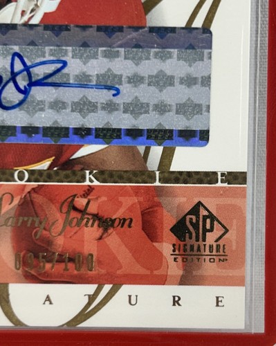 2003 SP Signature Edition Blue Ink 95/100 Larry Johnson #LJ Rookie Auto RC - Picture 6 of 6
