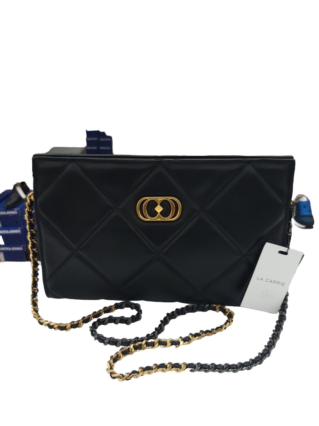 BORSA La Carrie DONNA CON TRACOLLA. Clutch Stich&Spun 112P-RA-900-LEA-BLA.verde