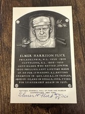 Authentic Autographed Artvue HOF Plaque Elmer Flick 1964 rare (free shipping)