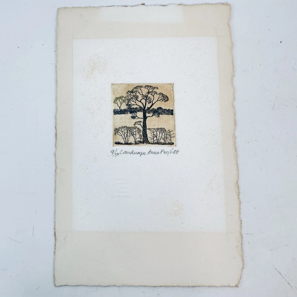 ANNA PUGH b1938 Edición Limitada Grabado "Paisaje" 9/50 1980 Foto 3 de 4