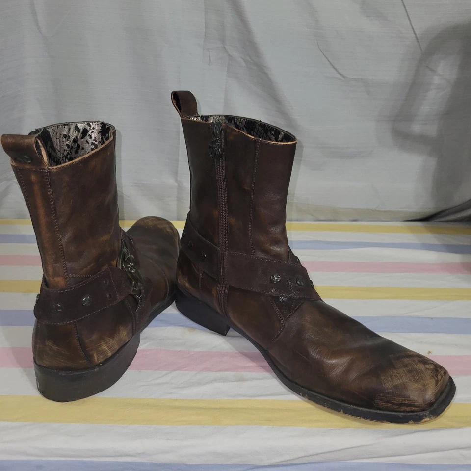 Lounge by Mark Nason U Rock 71762 Cross Leather Boots Men's Size 9 Dark Brown - Image 3 of 4