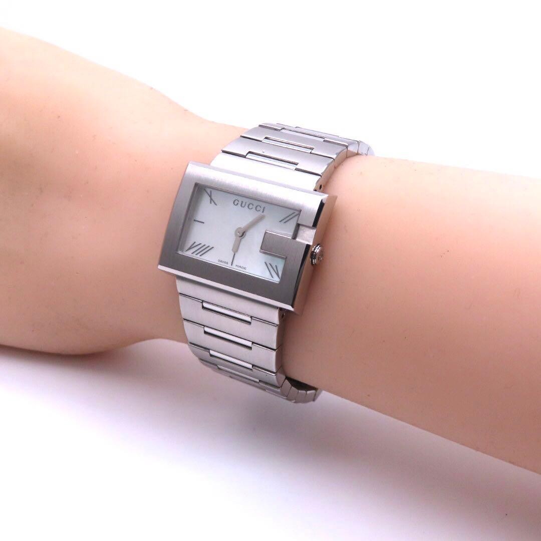 GUCCI 100L G Rectangular Watch White Shell Dial T… - image 5