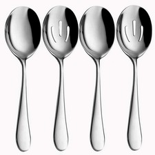 4-Piece Serving Spoon Set - Includes 2 Serving Spoons and 2 Slotted Spoons, L...