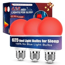 Red Light Bulbs for Sleep 9W, 100 Blue Light 3 Count Pack of 1 9w Red