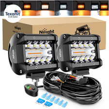 2PCS 4Inch 60W LED Pods Spot Flood Amber White Light Bar Strobe 6 Modes Memory F