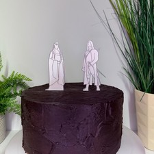 LOTR Wedding Peal & Silver Inspired Acrylic Cake Toppers