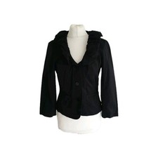 Renato Nucci Paris Women Black Ruffled Cotton Topper Pop Top Blazer. EU 42/UK 14