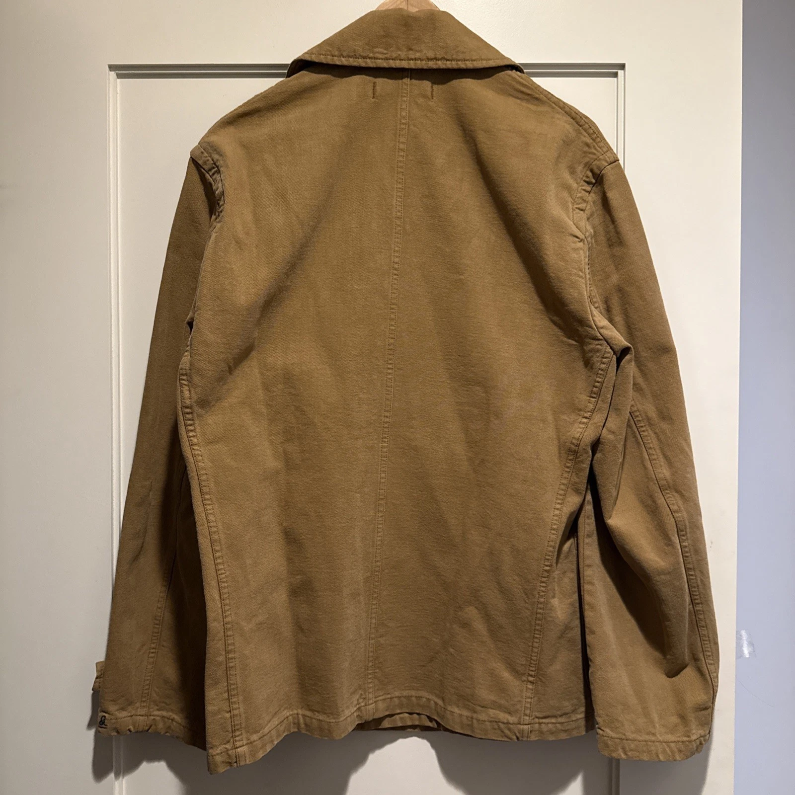 45R Mens Garment Dyed Double Breast Chore Jacket Hopsack Canvas Made in Japan L image 12
