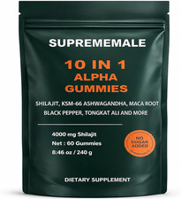 Suprememale 10 In 1 Alpha Gummies - 4000 Mg Herbal Performance Blend With Ashwag
