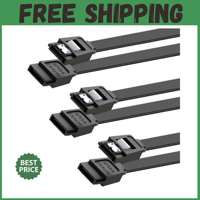 SATA Cable III for SSD HDD Data,3 PCS 6Gbps Straight Angle 15 Inch Sa...