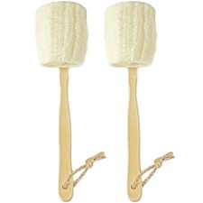Natural Loofah Exfoliating Bath Brush Set Long Handle Back Scrubber for All