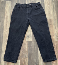 Levi's 545 Loose Fit Black Denim Jeans Made in USA W37 L29.5