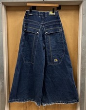 Vintage Y2K Kikwear Rave Jeans Wide Leg Baggy Waist 30" Opening 20" Goth Grunge