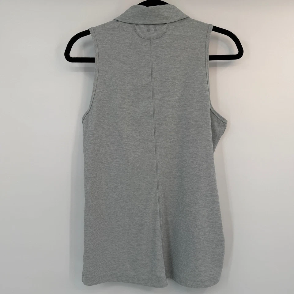 Under Armour Damen HeatGear ärmelloses Poloshirt grau meliert tailliert Medium - Bild 4 von 4