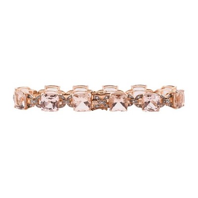 14K Yellow Gold Morganite & Diamond Bracelet