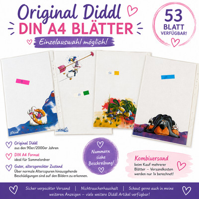 Große Auswahl original Diddl DIN A4 Sammelblätter   Einzelauswahl möglich!