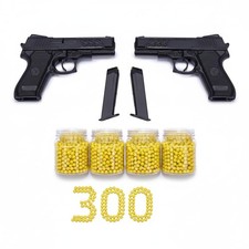 Kids Toy Airsoft Pistol Set 2 Pack Army Style with BB Pellets Outdoor Game