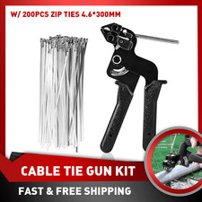 Cable Tie Tool Gun Stainless Steel Cable Tie Tool With 200pcs Metal Zip Ties
