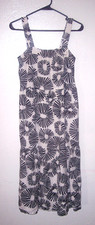 Loft Firework Print Linen Blend Dress Size XS (0/2) Square Neck Tiered Midi A3