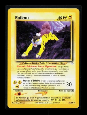 Carte Pokémon Raikou 22/64 Rare Néo Révélation Wizards FR 3 - Photo 1/2