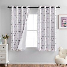 MYSKY HOME 100 Blackout Curtains for Girls Bedroom 54 Inch Long Purple Pom Pom