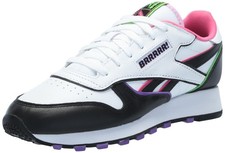 Reebok Unisex Kid's Classic Leather Sneaker, Black/White/Pink, Big Kid 3.5