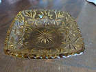 Vtg Hazel Atlas Candy Nut Trinket Dish Prism Square Bowl Amber 1940s MCM 6.5"