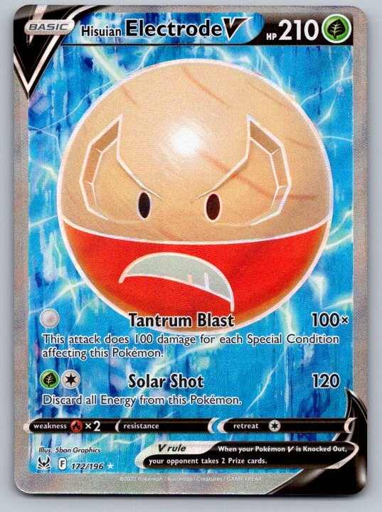 Hisuian Electrode V 172/196 Ultra Rare Lost Origin Pokemon Holo Near Mint