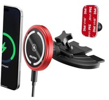 15W Magsafe Car Mount Charger for iPhone 17, Fast Wireless Charging Red