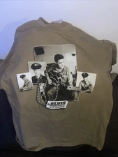 Vintage Rare Elvis Presley G.I BLUES Graphic T-Shirt Beige Size XL Made In USA