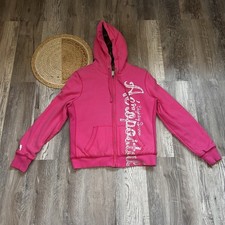 AEROPOSTALE Y2K Faux Fur Lined Pink Full Zip Hoodie