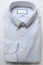 Charles Tyrwhitt Men's Slim Oxford Stripe Dress Shirt NN7 Mid Blue 16/33 NWT