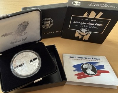 USA: American Eagle One Ounce Silver Proof Coin 2026, Mint W, 250th 1776-2026