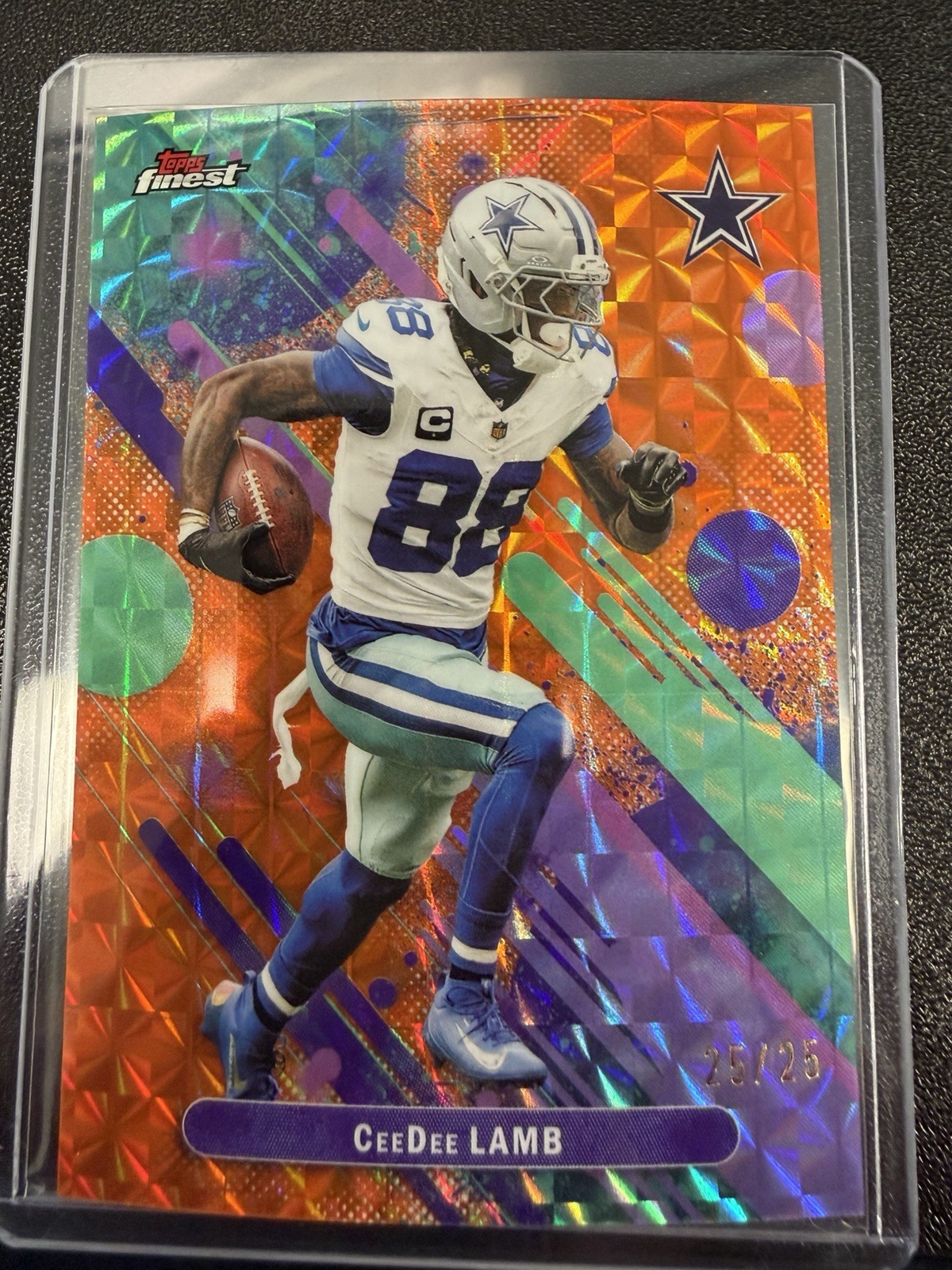 CeeDee Lamb 2025 Topps Finest #87 Orange Geometric Refractor 25/25