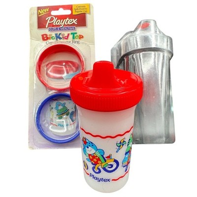 New Vintage Playtex Spill-Proof Cup & Cup Converter Rings - Copyright 2001