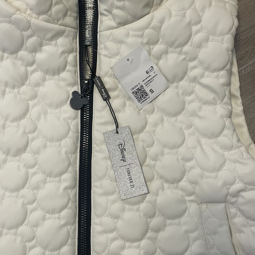 Disney x Forever 21 Women’s Small Vest Puffer Full Zip Pockets White - Imagen 3 de 8