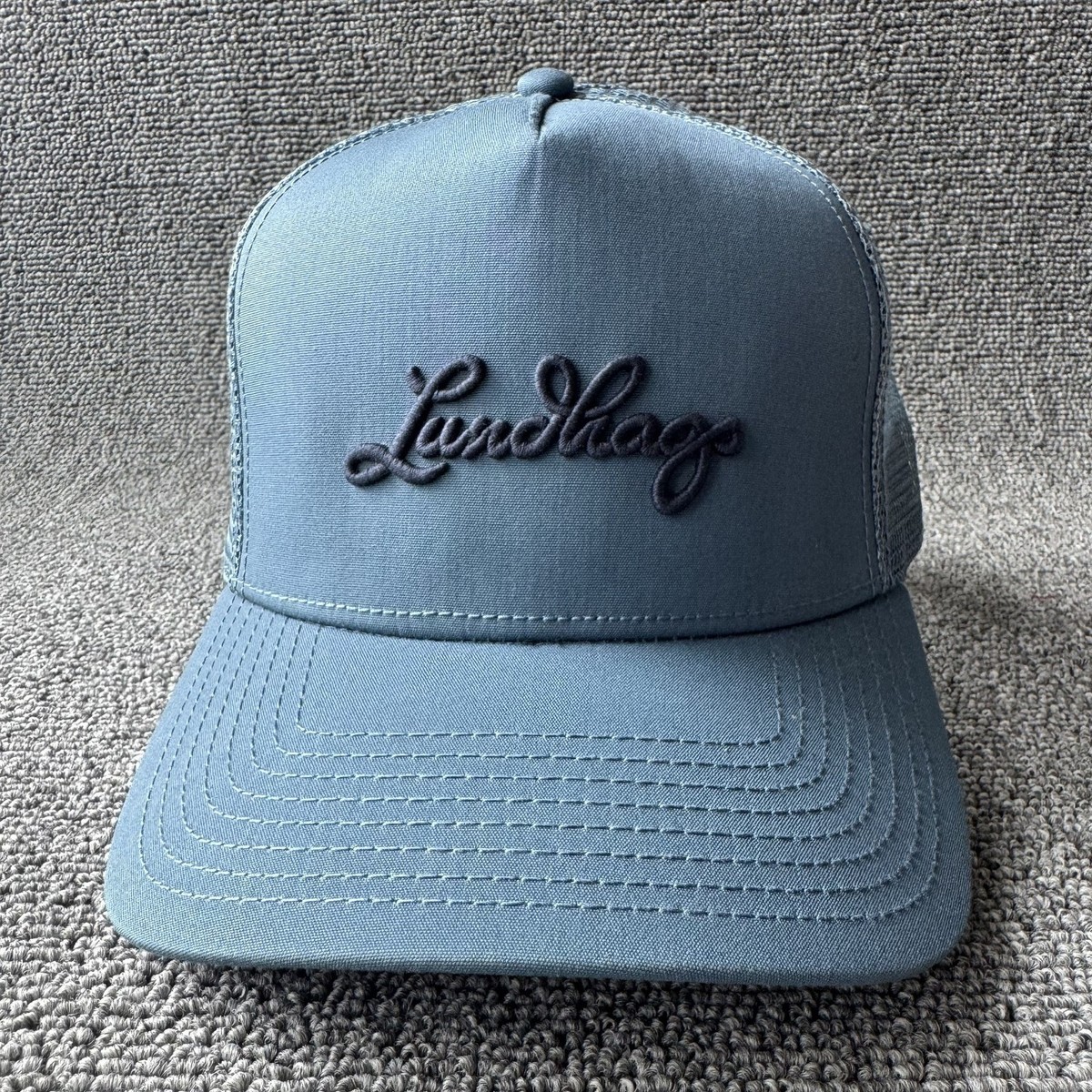 Lundhags Light Blue Mesh Trucker Cap Hat Script Logo