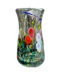 Vtg Art Glass Signed Bud Flower Vase Murano Style Confetti Millefiori 3.75”
