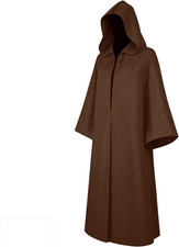Men's Halloween Hooded Robe Cloak, Wizard Cosplay Cape, Knight Medieval Costume