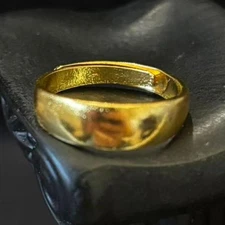 Gold-plated? (NOT SURE) Smooth Band Ring, marked ' 999 ', Size 8.5 adjustable