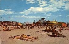 Old Orchard Beach, Maine ME the sands Maine's most popular beach Tichnor Vintage