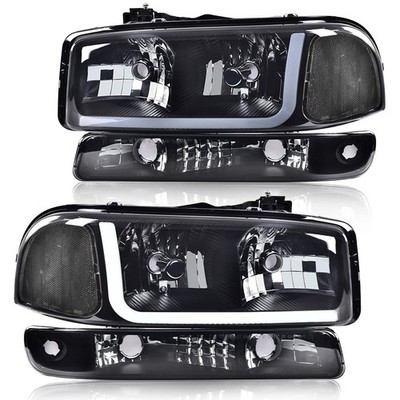 LED Headlights Pair 99-07 GMC Sierra 1500HD 2500HD 3500 Smoky Lens Black Housing