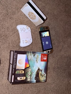 Nintendo Switch OLED Zelda TOTK Edition + LED Mario Joypad Bundle