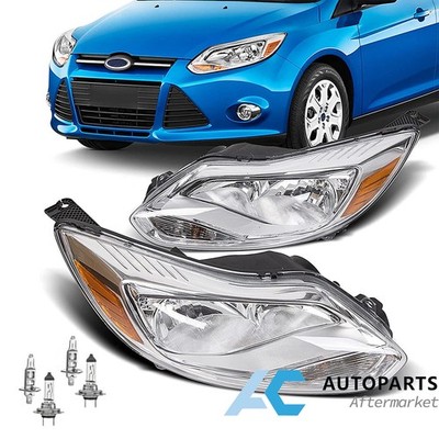 For 2012 2013 2014 Ford Focus S SE Headlights HeadLamps Assembly Halogen Pair
