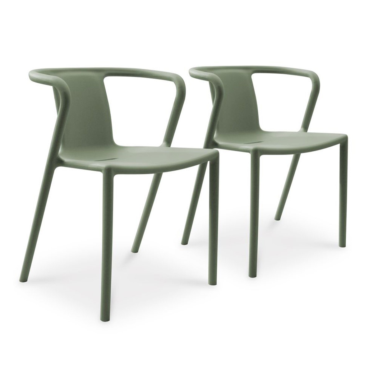 Fauteuils de jardin empilables Diego vert olive 72cm pour petit balcon et jardin