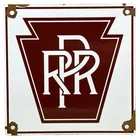 VINTAGE PENNSYLVANIA RAILROAD PORCELAIN SIGN TRAIN STATION GAS OIL NORTHERN